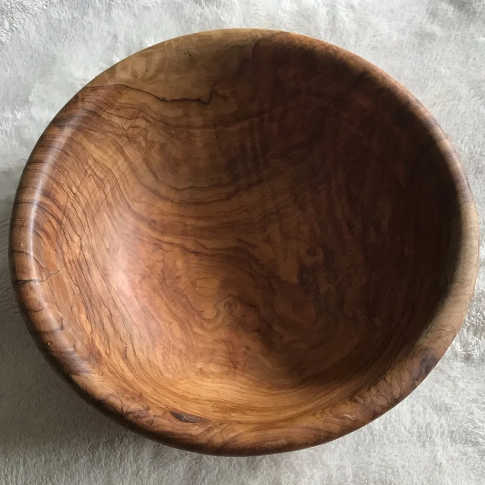 Williams Sonoma Olive Wood Serving Bowl - Warm Brown Grain